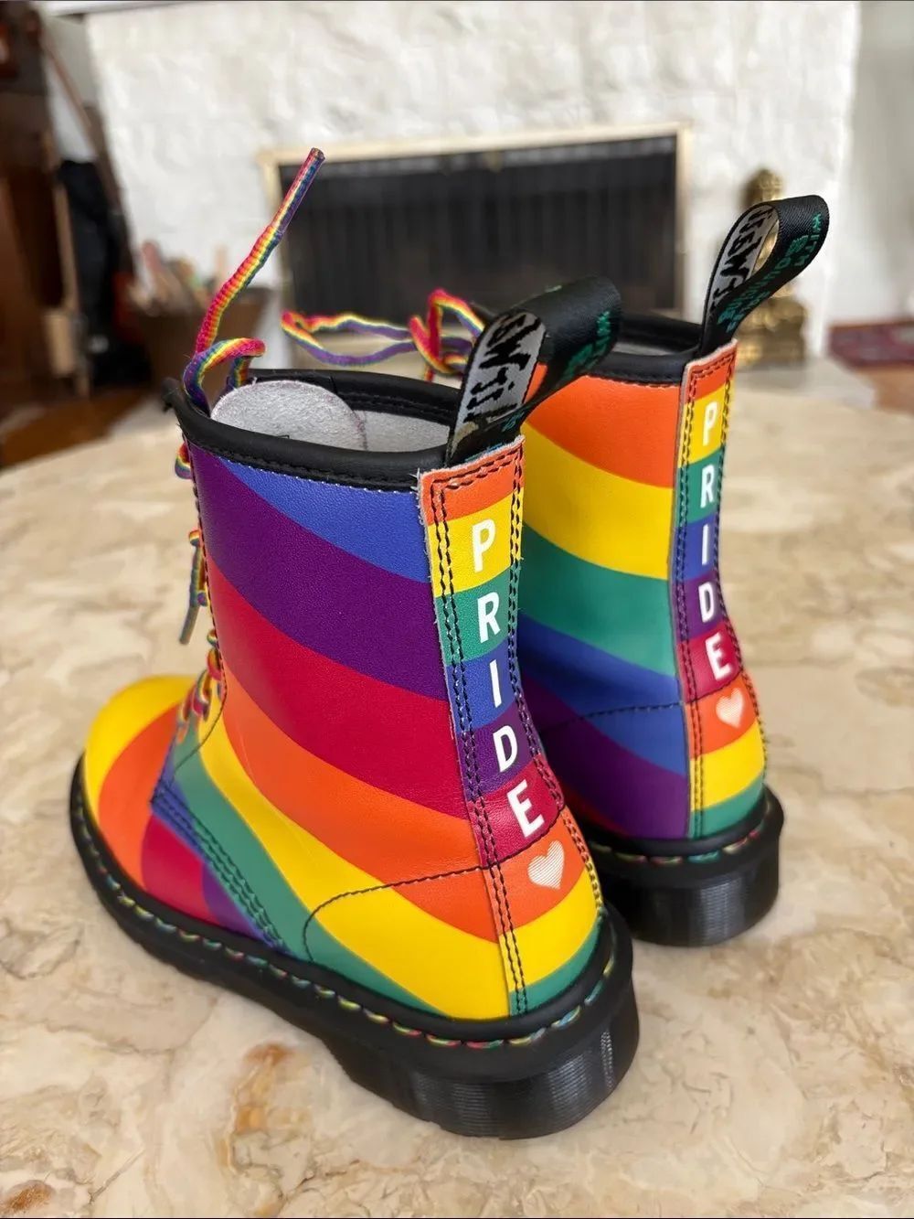 Dr. Martens 1460 Pride Multi Rainbow 🌈 Backhand Stripe 8-Eyelet Combat Boots - Picture 10 of 13